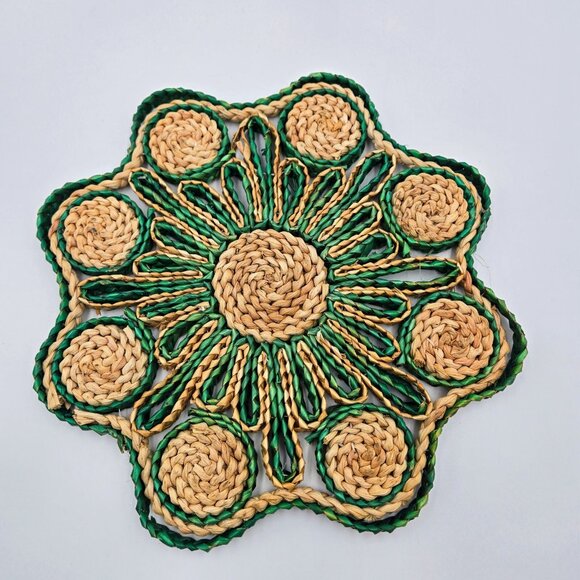 Vintage Retro Trivets Wicker Rattan Hot Plate Boho Straw Woven Kitchen Décor - Picture 3 of 11